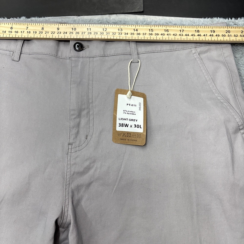 NWT~ESSYSHE Men's Pants Slim Fit Chino Pants Gray 38x30 - Picture 3 of 12